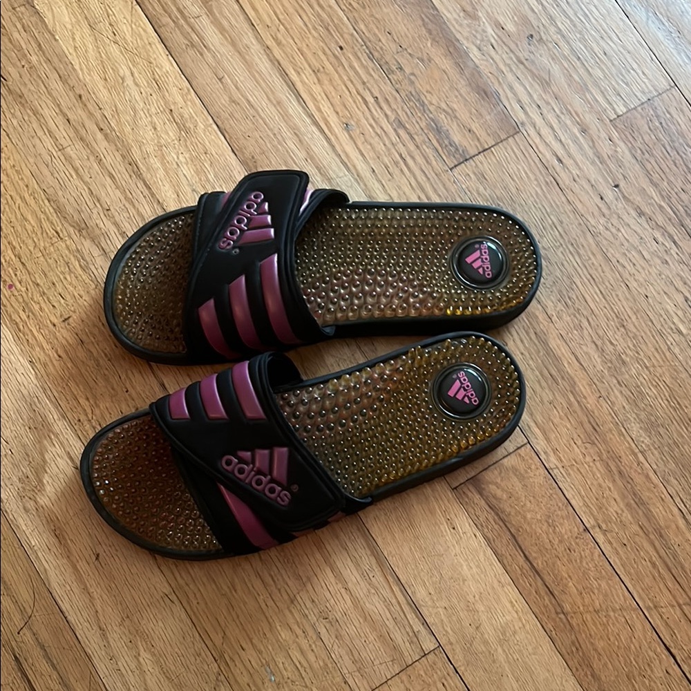 adidas Black and Pink Women's Sandals